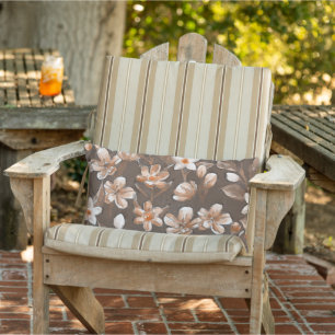 Cute Orange Taupe Mörk Brown Söt Flower Mönster Lumbarkudde