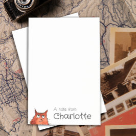 Cute orange tecknad cat namn post-it block