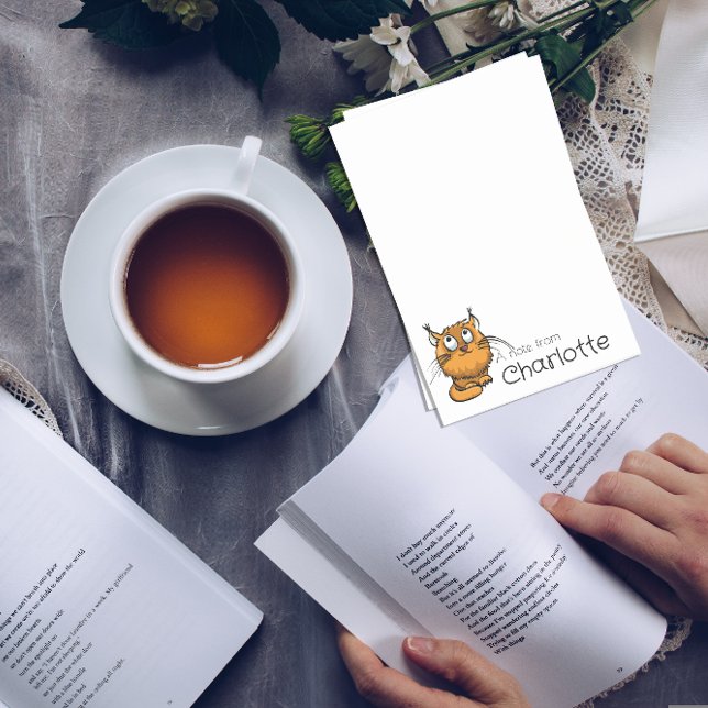 Cute orange tecknad cat namn post-it block (Skapare uppladdad)