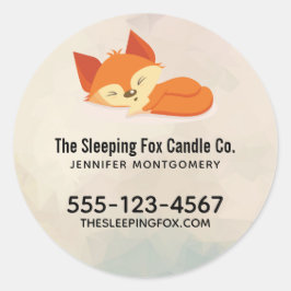 Cute Orange Tecknad Fox Sleeping Business Runt Klistermärke