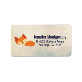 Cute Orange Tecknad Teckning i en Fox Spipande Adressetikett
