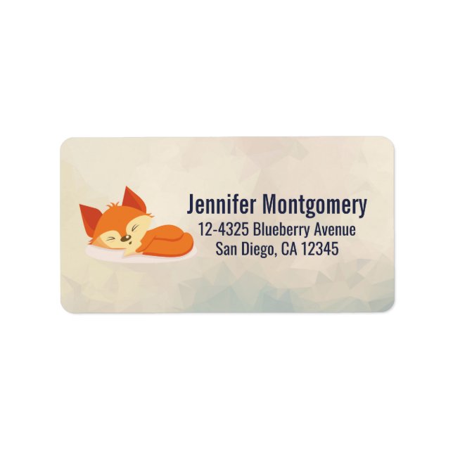 Cute Orange Tecknad Teckning i en Fox Spipande Adressetikett (Framsidan)