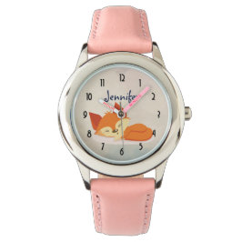 Cute Orange Tecknad Teckning i en Fox Spipande Armbandsur
