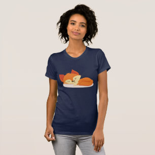 Cute Orange Tecknad Teckning i en Fox Spipande T Shirt