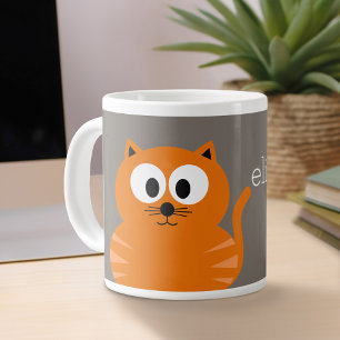 Cute Orange Tjock Cat med Personligen Taupe Jumbo Mugg