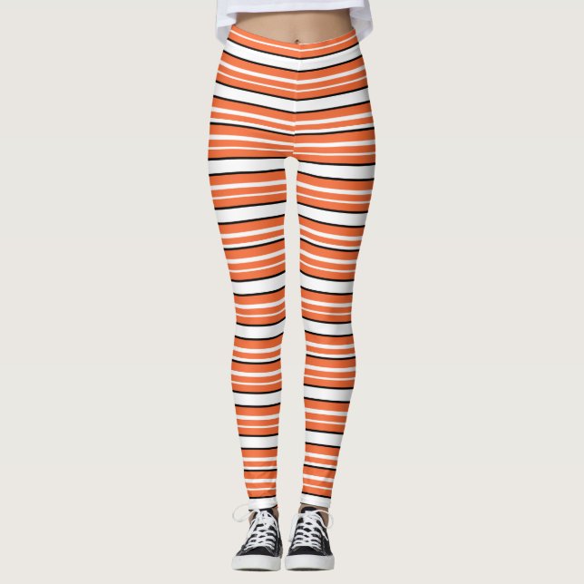 Cute orange vit rand leggings (Framsida)