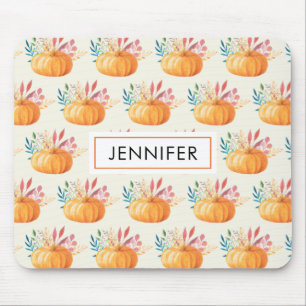 Cute Orange Watercolor Pumpkin Mönster Musmatta