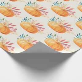 Cute Orange Watercolor Pumpkin Mönster Presentpapper