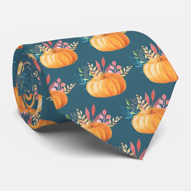 Cute Orange Watercolor Pumpkin Mönster Slips (Rullad)
