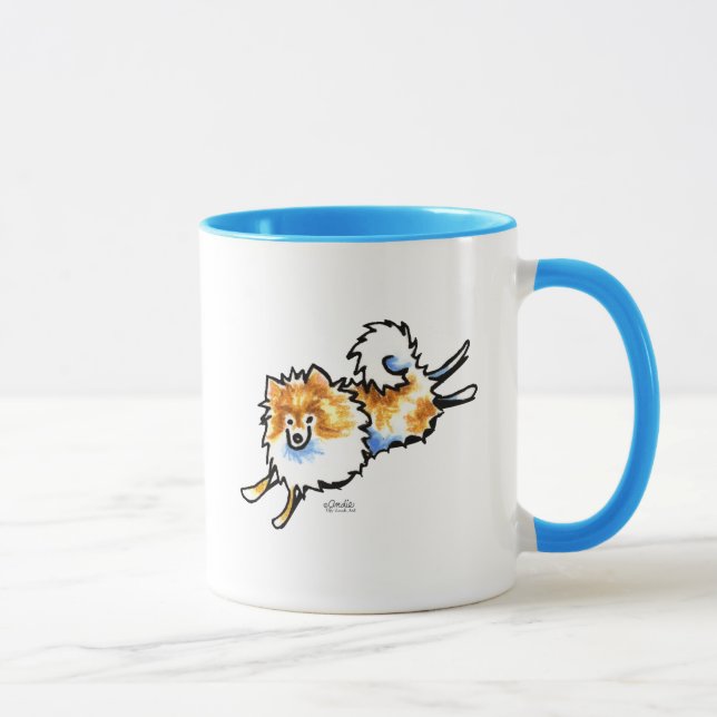 Cute Orange White Pommern Mugg (Höger)