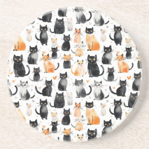 Cute Orange White Svarta katter Underlägg