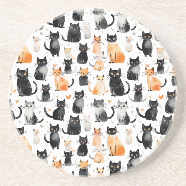 Cute Orange White Svarta katter Underlägg (Framsidan)