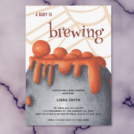 Cute Orange Witch Baby Brewing Baby Shower Inbjudningar