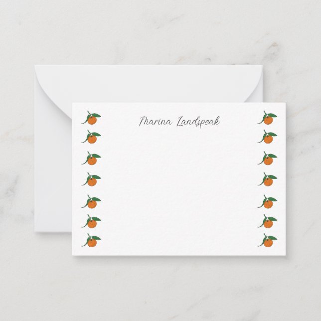 Cute Oranges & Grönt Löv Anteckningskort (Framsida)