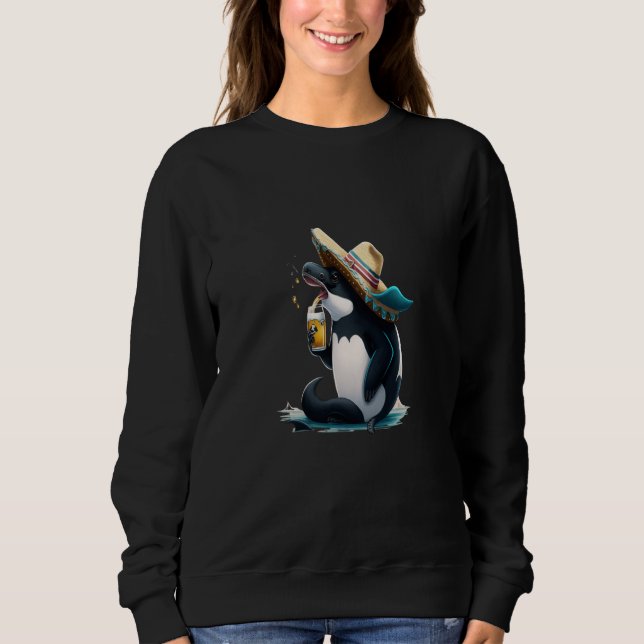 Cute Orca Animal Orca Drinking Beer T Shirt (Framsida)