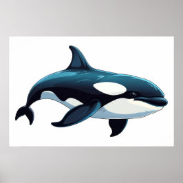 Cute Orca doodle Small Poster