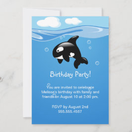 Cute Orca Whale Födelsedagsfest Inbjudningar