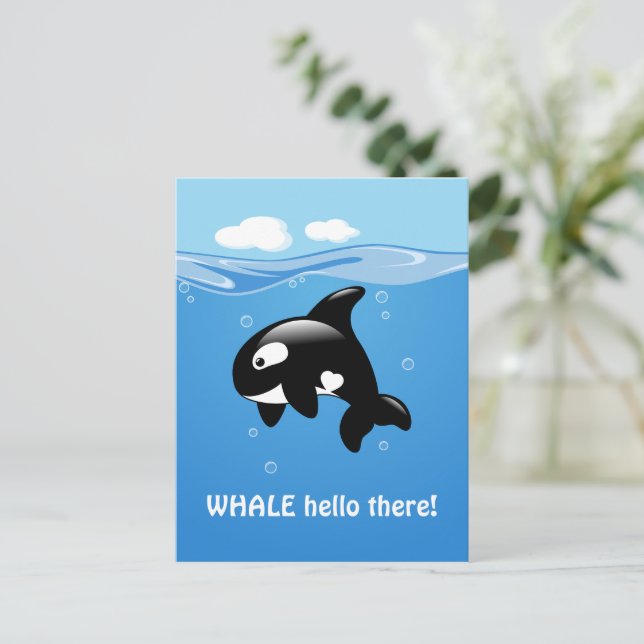 Cute Orca WHALE-Hejen där Vykort (Stående Fram)