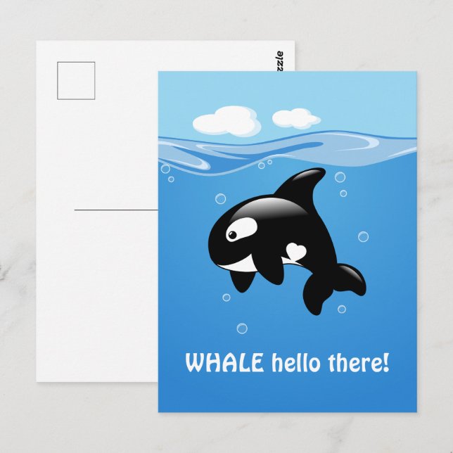 Cute Orca WHALE-Hejen där Vykort (Fram/baksida)