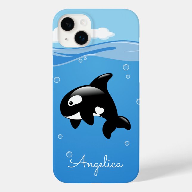 Cute Orca Whale i Ocean med eget namn (Baksida)