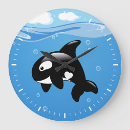 Cute Orca Whale i Ocean Stor Klocka