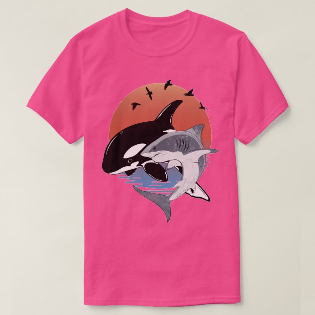 Cute Orca Whale och Shark Samoa Polynesia T Shirt (Design framsida)