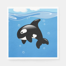 Cute Orca Whale på Blue Pappersservett