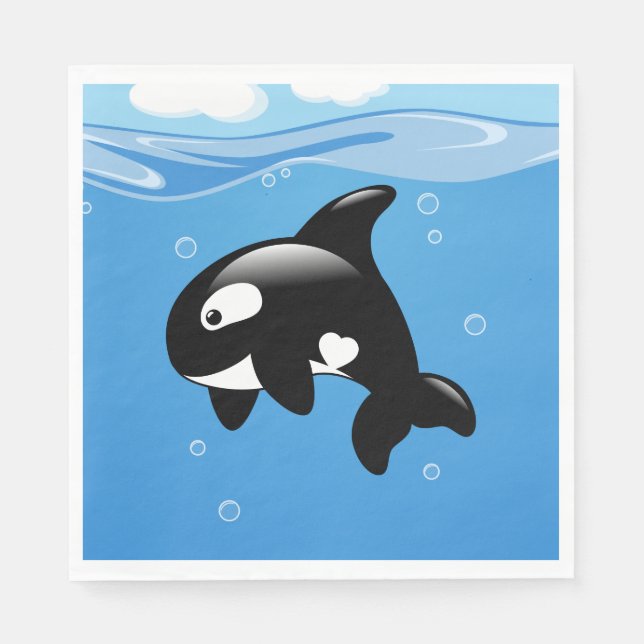 Cute Orca Whale på Blue Pappersservett (Framsidan)