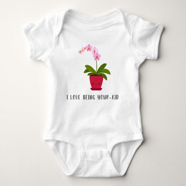 Cute Orchid Tecknad Babykosten T Shirt (Framsida)