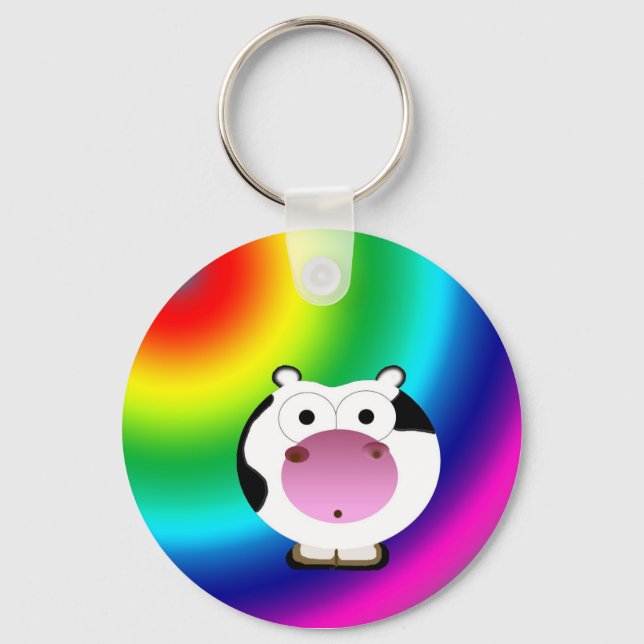 Cute Oregelbunden Moo-nyckelkedja Nyckelring (Framsida)