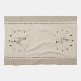 Cute Organic Linen look Flamingo Kökshandduk