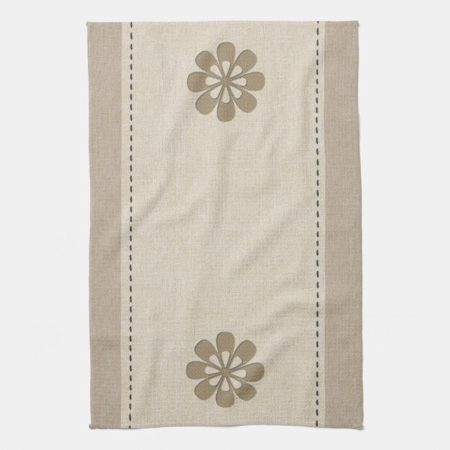 Cute Organic Linen look Flowers Kökshandduk (Vertikal)