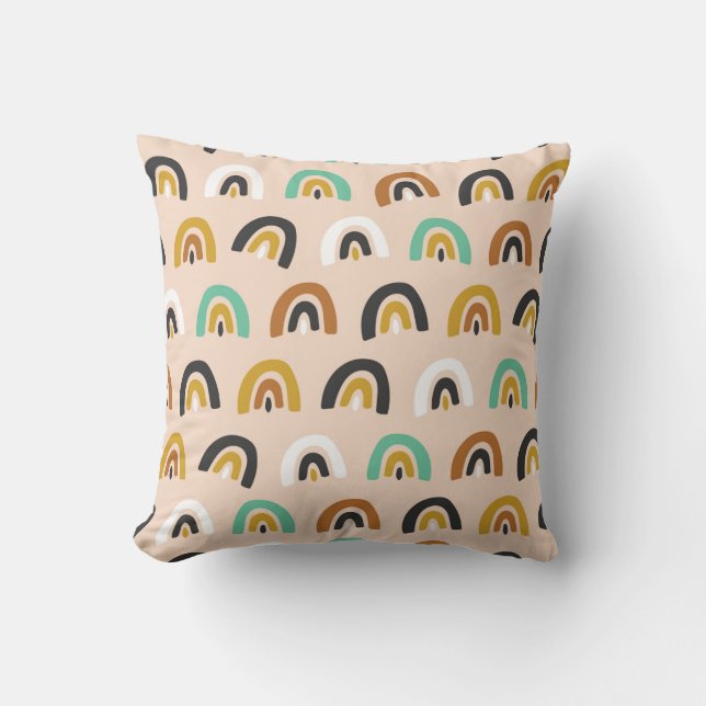 Cute Organic Rainbow Rand Sömlös Mönster Kudde (Framsida)