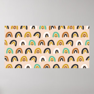 Cute Organic Rainbow Rand Sömlös Mönster Poster