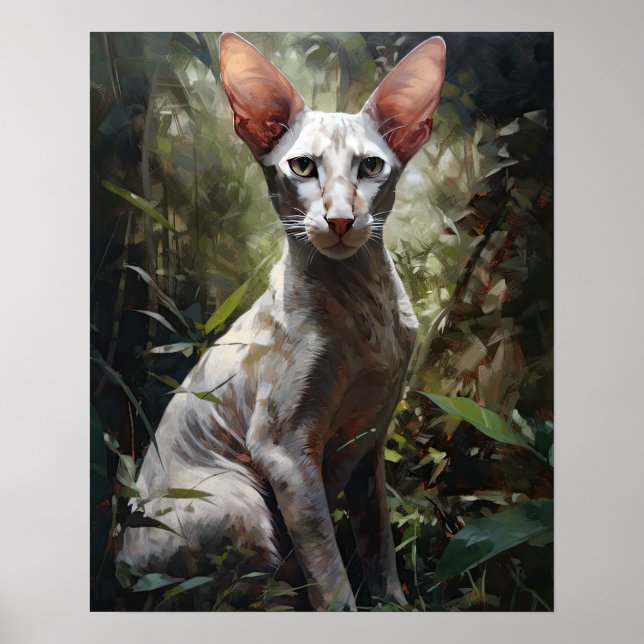 Cute Oriental Shorthair Cat Art Print Poster (Framsidan)