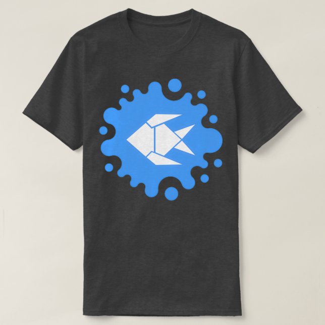 Cute Origami Fish på Blue Stänk T Shirt (Design framsida)
