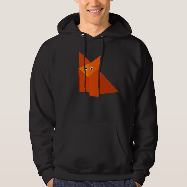 Cute Origami Fox Geometric Kawaii Hoodie (Framsida)
