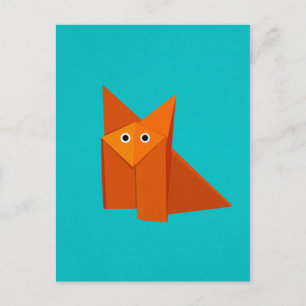 Cute Origami Fox Vykort