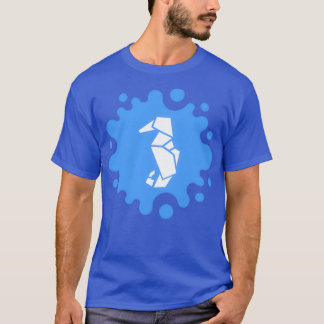 Cute Origami Seahorse på Blue Stänk T Shirt