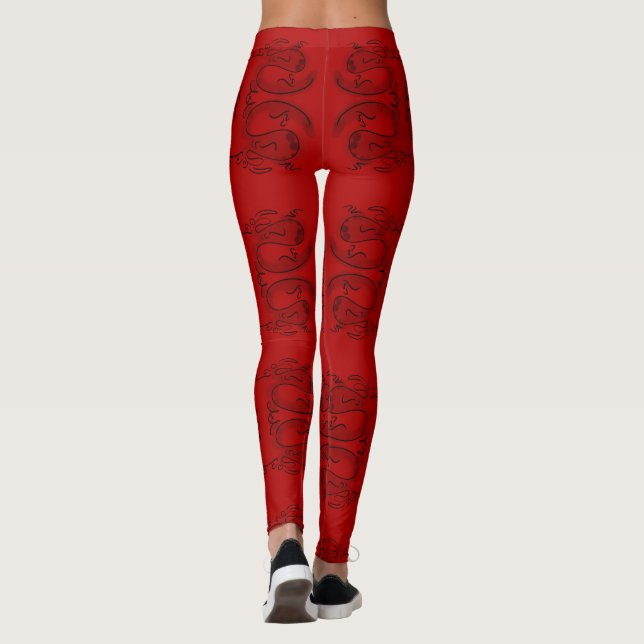 Cute Original Teckning Dragon Kinesiskt nyår Lm2 Leggings (Baksida)