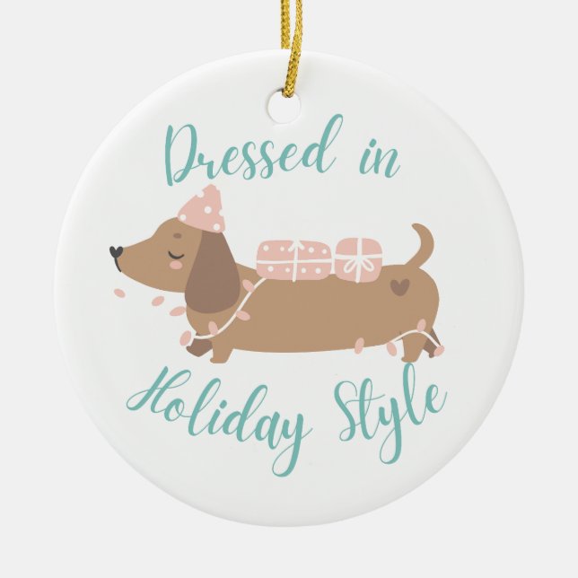 Cute ornament med Wiener-Hund (Framsidan)