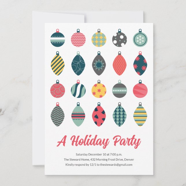 Cute Ornamet jul Party Inbjudningar (Framsida)