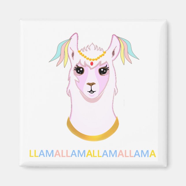 Cute Ornamet Llama Magnet (Framsidan)