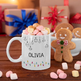 Cute Ornamns och julen Ljus med ditt namn Kaffemugg