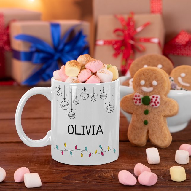 Cute Ornamns och julen Ljus med ditt namn Kaffemugg (Skapare uppladdad)