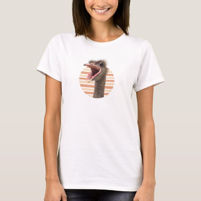 Cute Ostrich Ansikte T Shirt (Framsida)