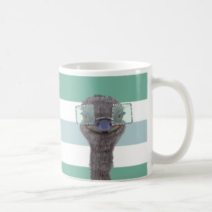 Cute Ostrich med glasögon Rand Kaffemugg