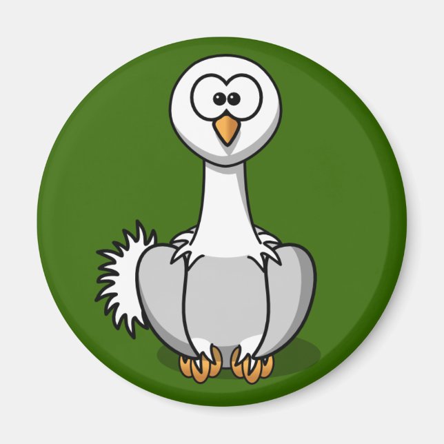 Cute Ostrich på Grönt Grass Fridge Magnet (Framsidan)