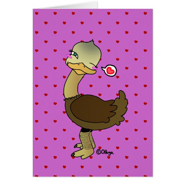 Cute ostrich wink hälsningskort (Framsidan)