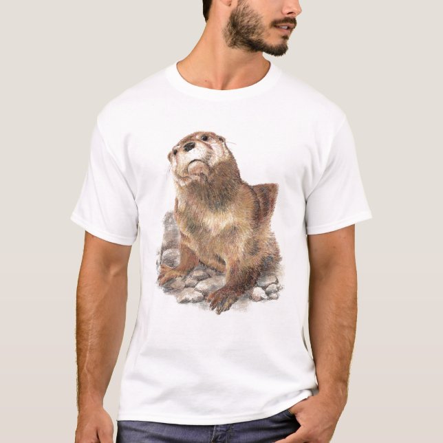 Cute Otter, Animal, Wildlife, Nature, T shirt (Framsida)